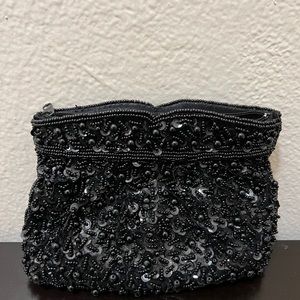 Beaded little black handbag